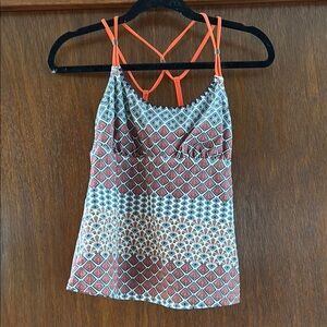 Prana Orange Pink Asymmetrical Backless Swim Camisole